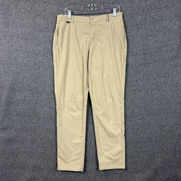 Nike Golf Pants Mens 33x29 Khaki Modern Fit Stretch Chino Performance Zip Pocket - Picture 1 of 16